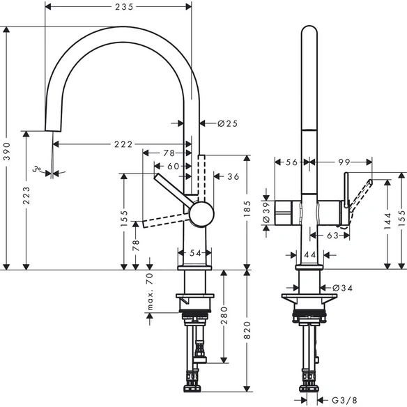 Armatur, »Talis M54«, Laminarstrahl, rund, metallfarben