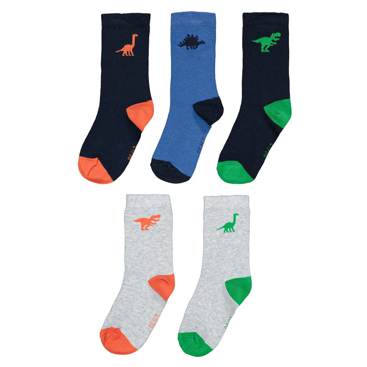 Lot de 5 chaussettes fantaisie, motif dinosaure