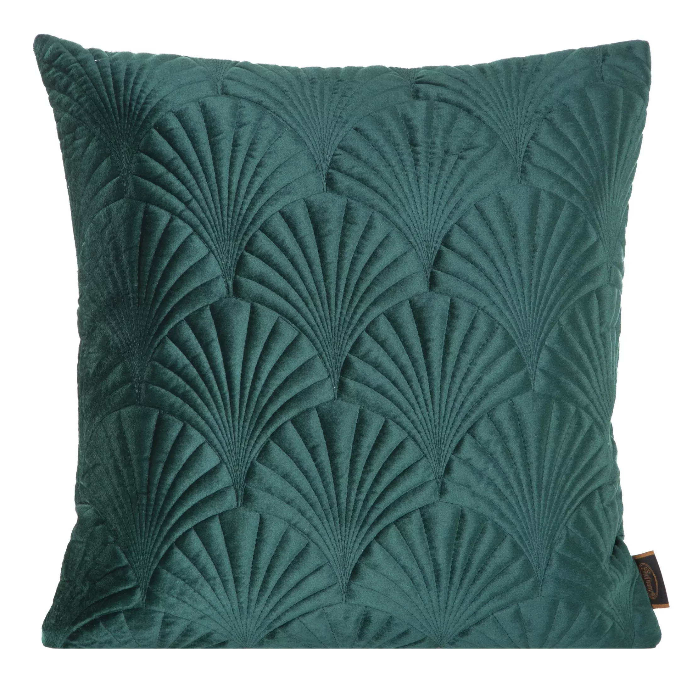 Poszewka na poduszkę 45x45 cm welwetowa, ciemnozielona pikowana, wzór w stylu art deco RIA 2 Eurofirany Premium