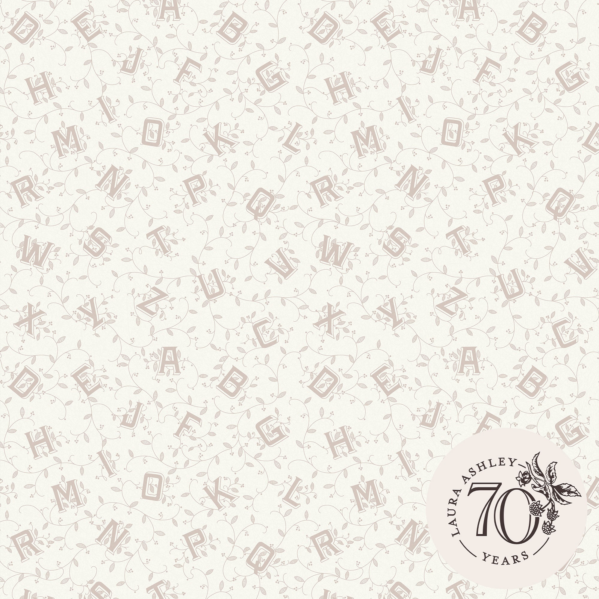 Laura Ashley Vliesbehang - Alphabet Dove Grey 10mx52cm