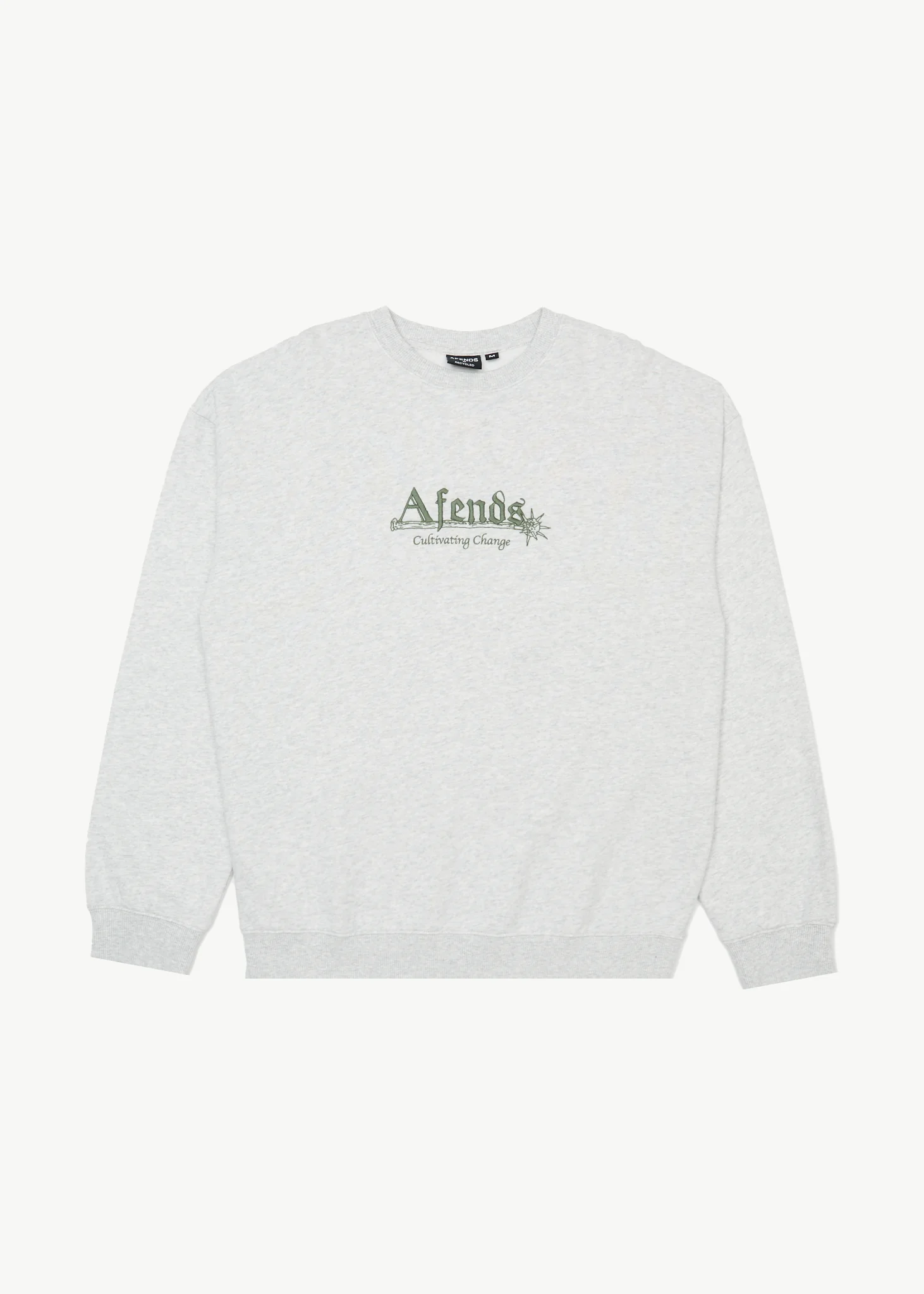 AFENDS Mens Mace - Crew Neck Jumper - Grey Marle