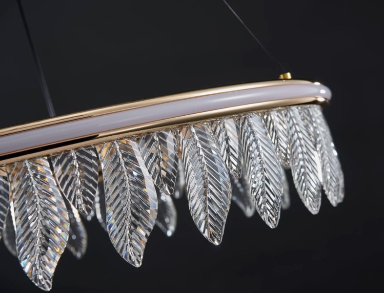 Lampa Organic kryształowe liście złota lampa 60 cm led 22793
