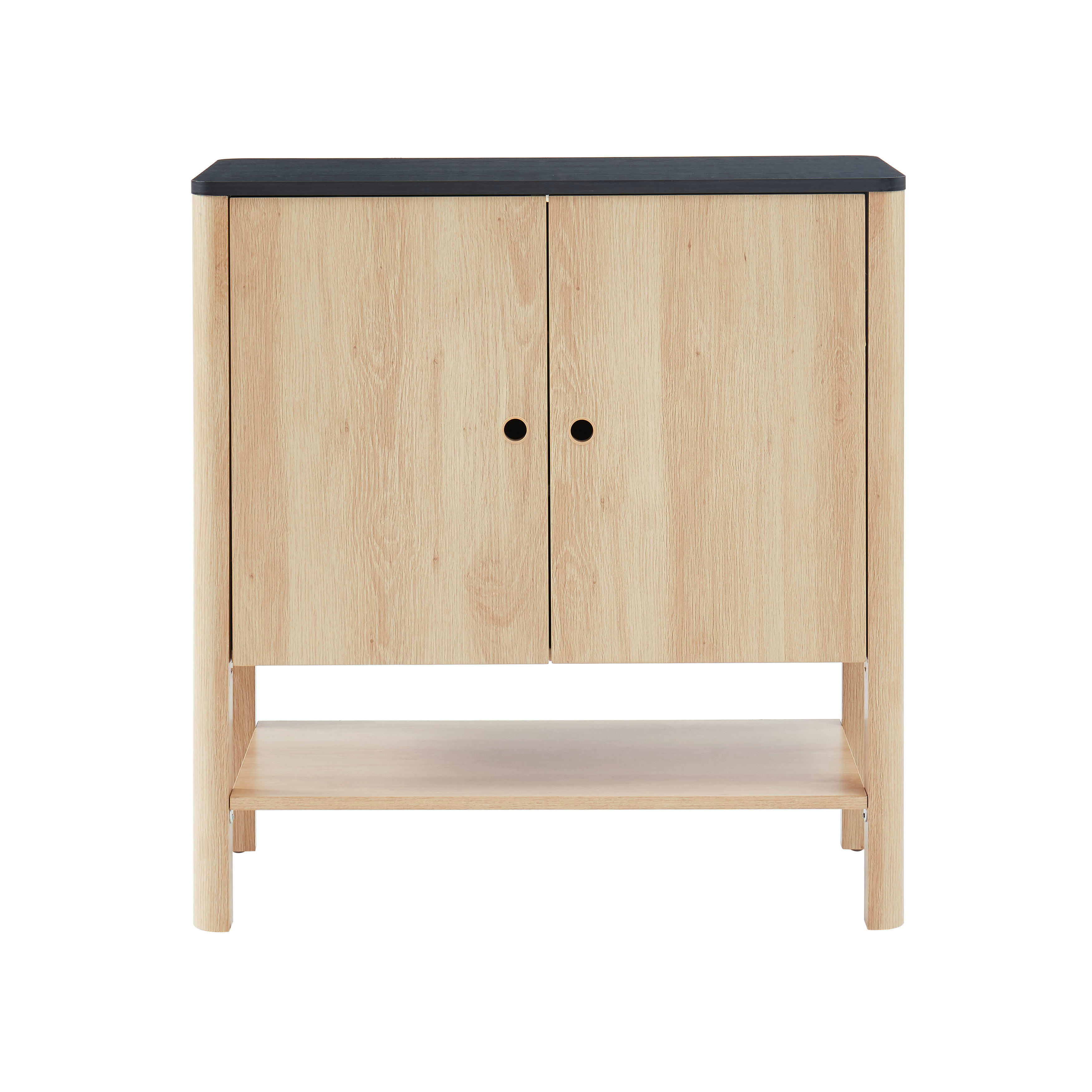 JAPENDI - Buffet   effet chêne et gris anthracite 80cm bois et gris anthracite