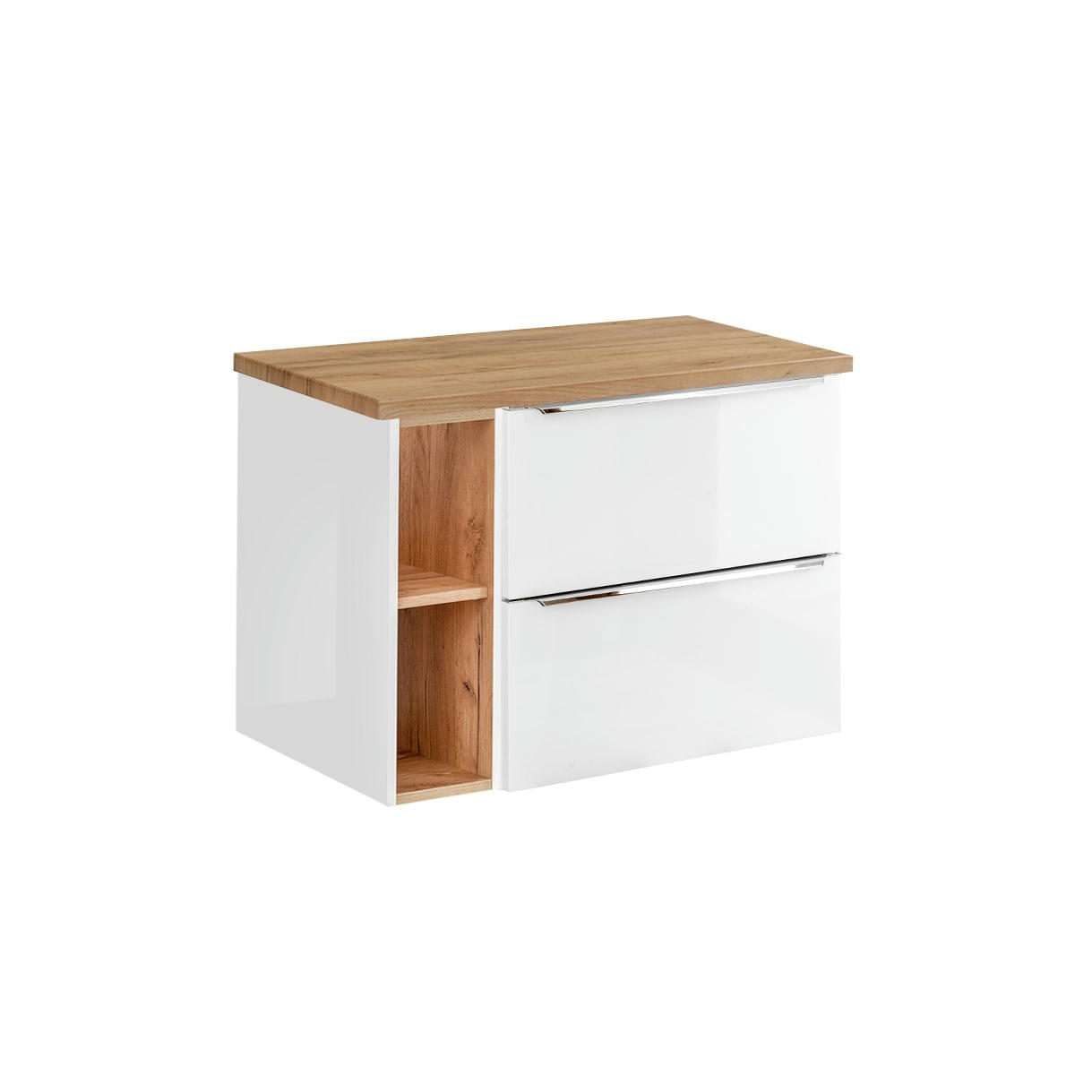 - Meuble sous-vasque 80cm 2 niches blanc et naturel