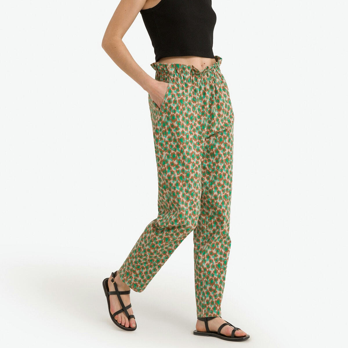 Pantalon imprimé, taille haute