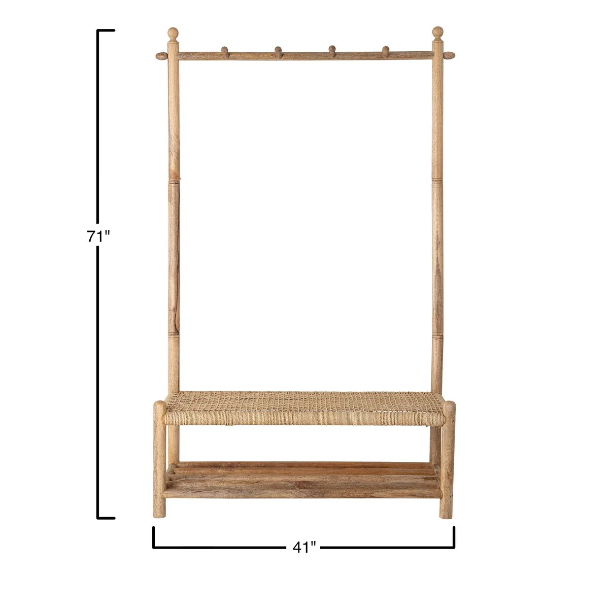 Rattan Bench with Hooks