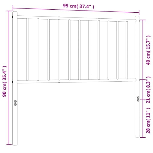 NNEVL Metal Headboard White 90 cm