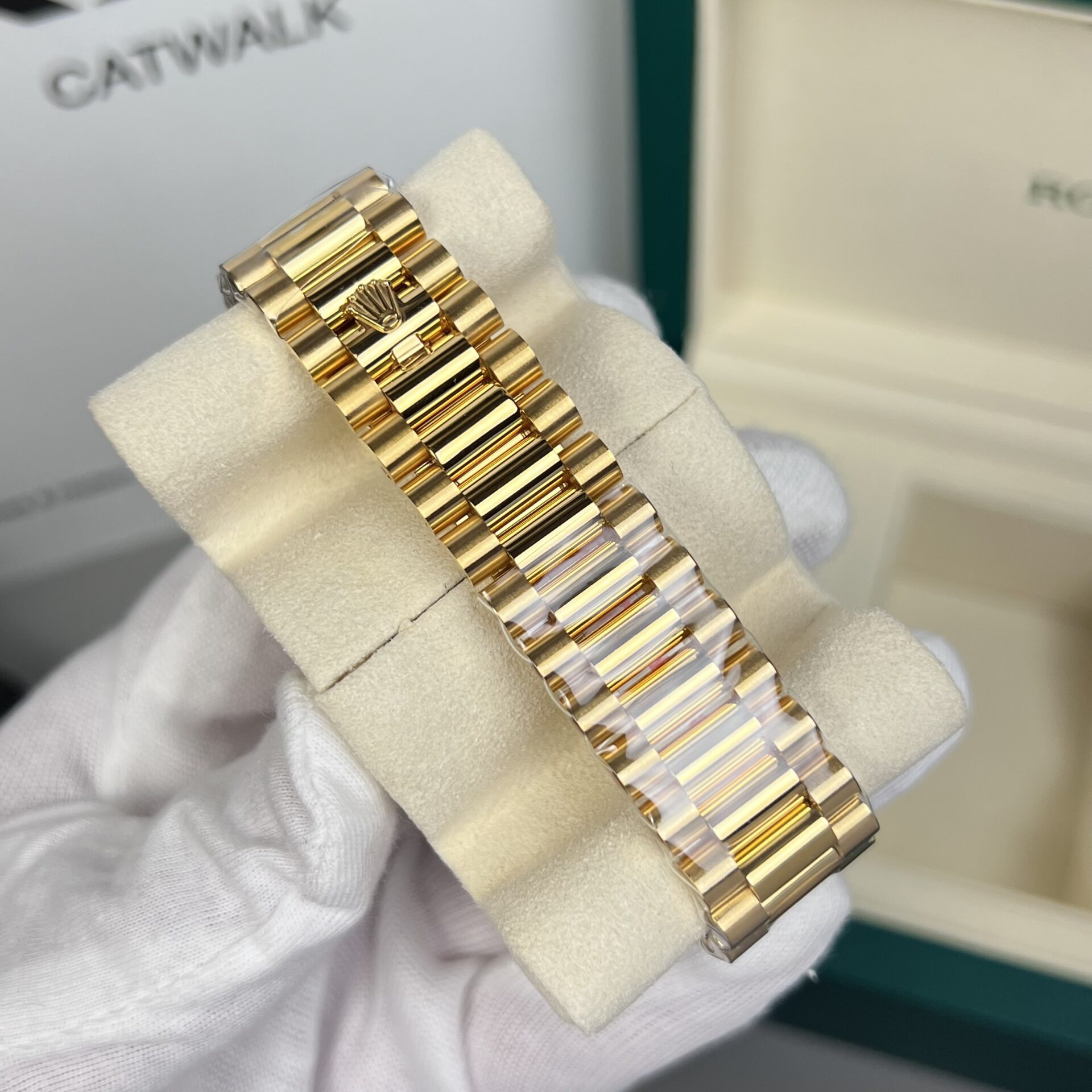 Rolex Day-Date 228348RBR YG Plated Black Dial CZ Diamonds 40mm Super Clone