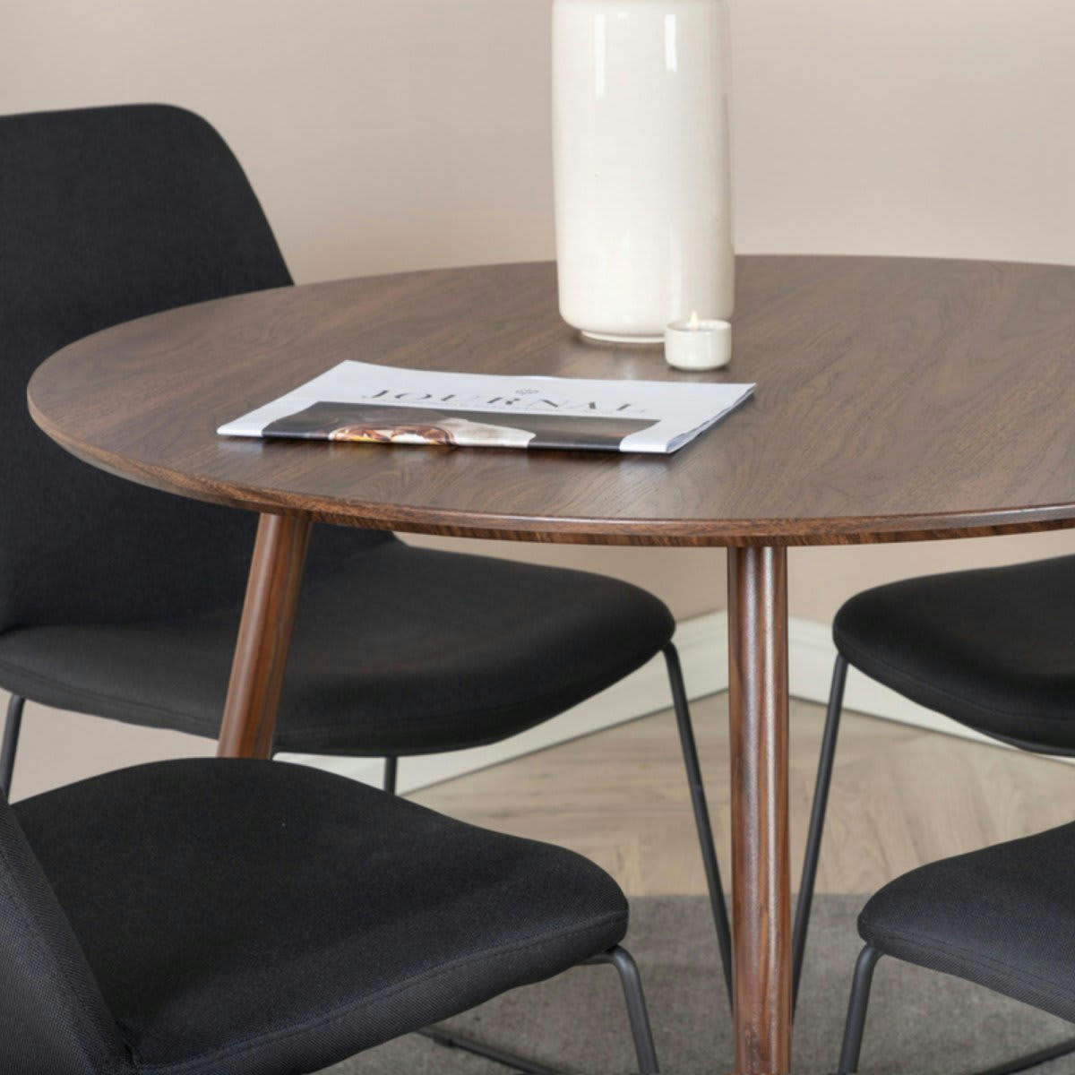 PALTA - Table à manger ronde 100cm en bois marron