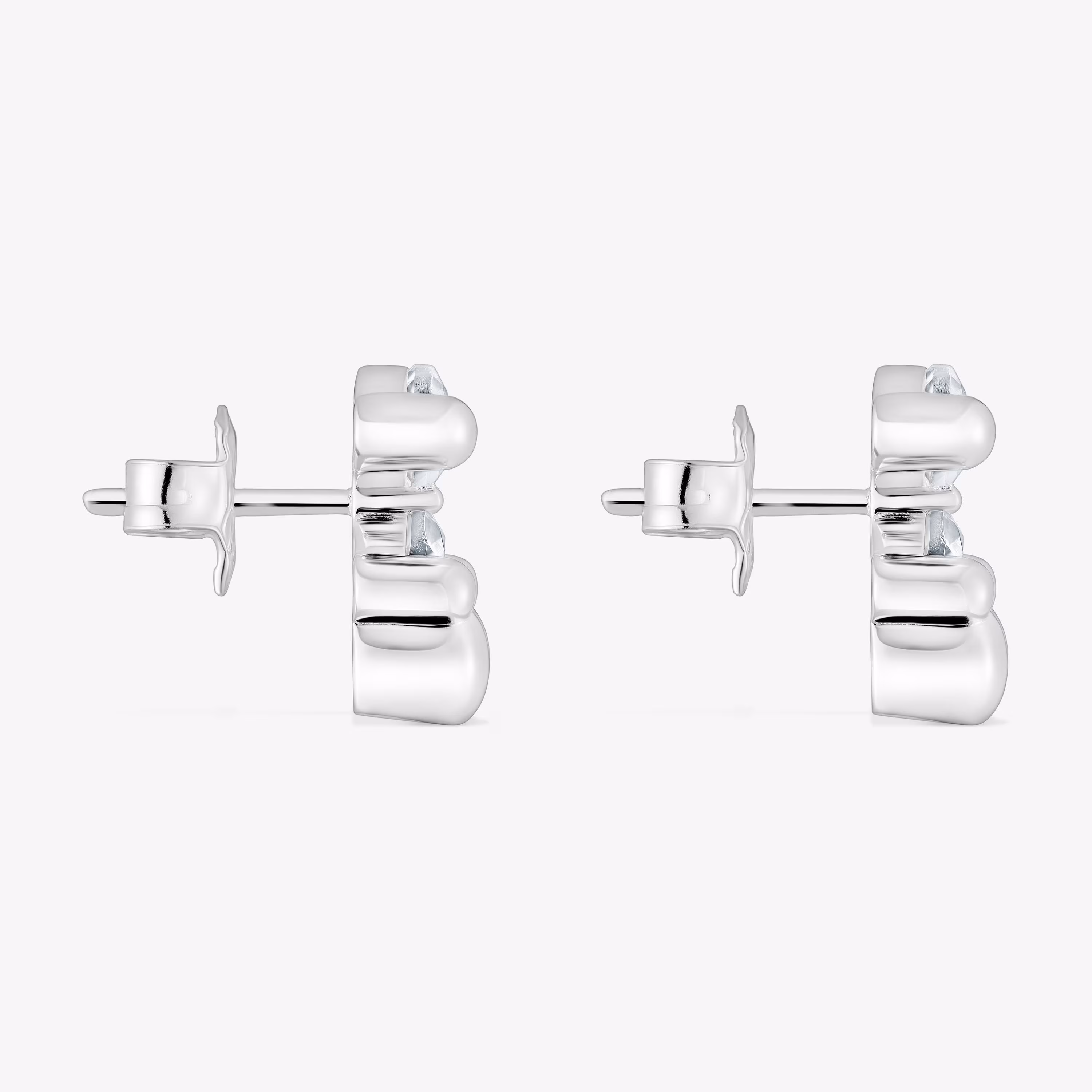 Pendientes motivo oso de plata y cuarzo cristal de roca 14 mm Color Bear