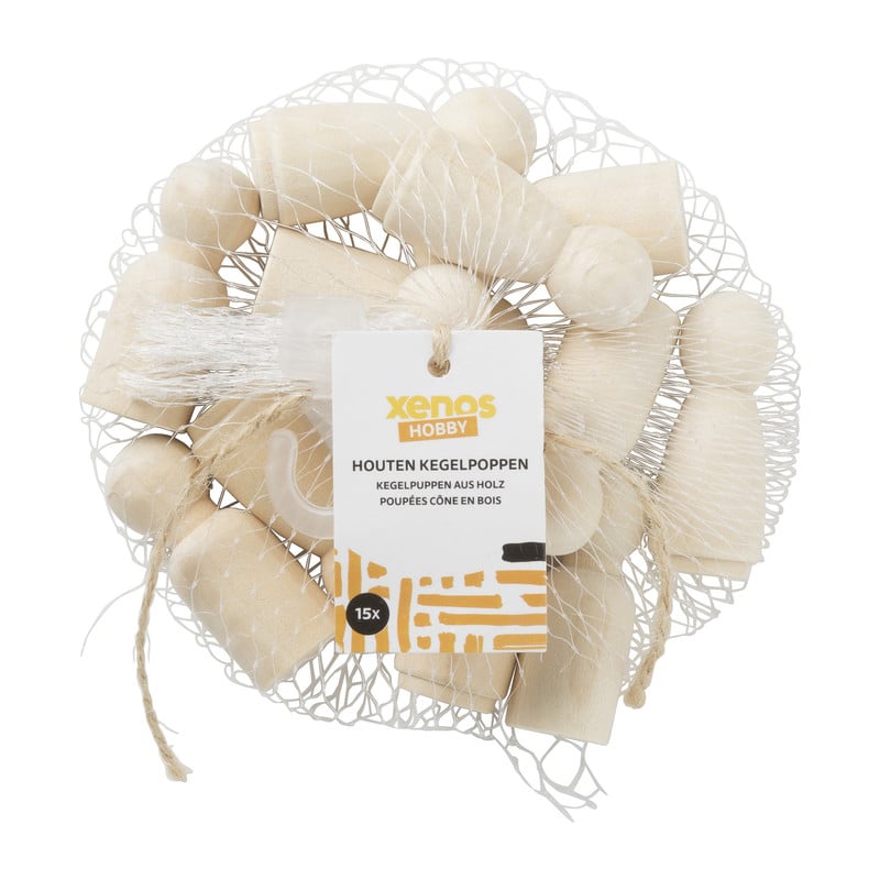 Houten kegelpoppen - set van 15 - 4.3 cm