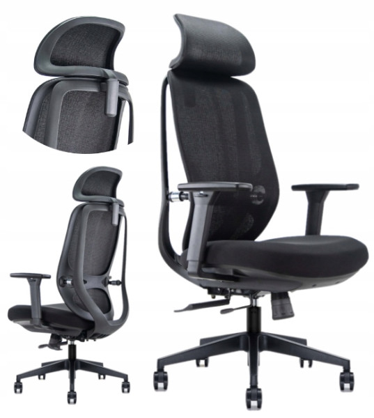Ergonomiczny fotel obrotowy Nobrium czarny/czarny