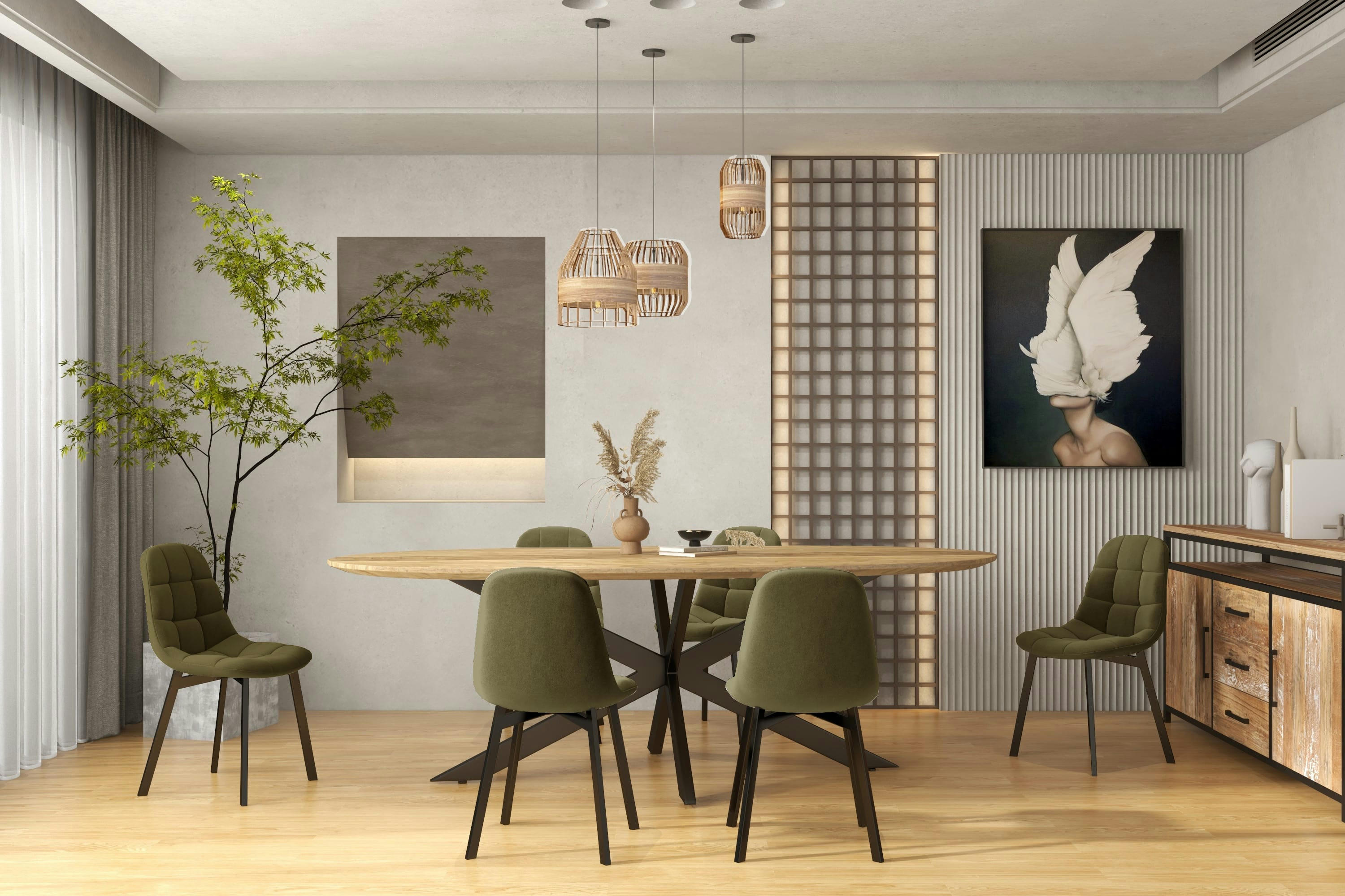 STELLIA - Chaise en Velours Olive et métal noir (x4)