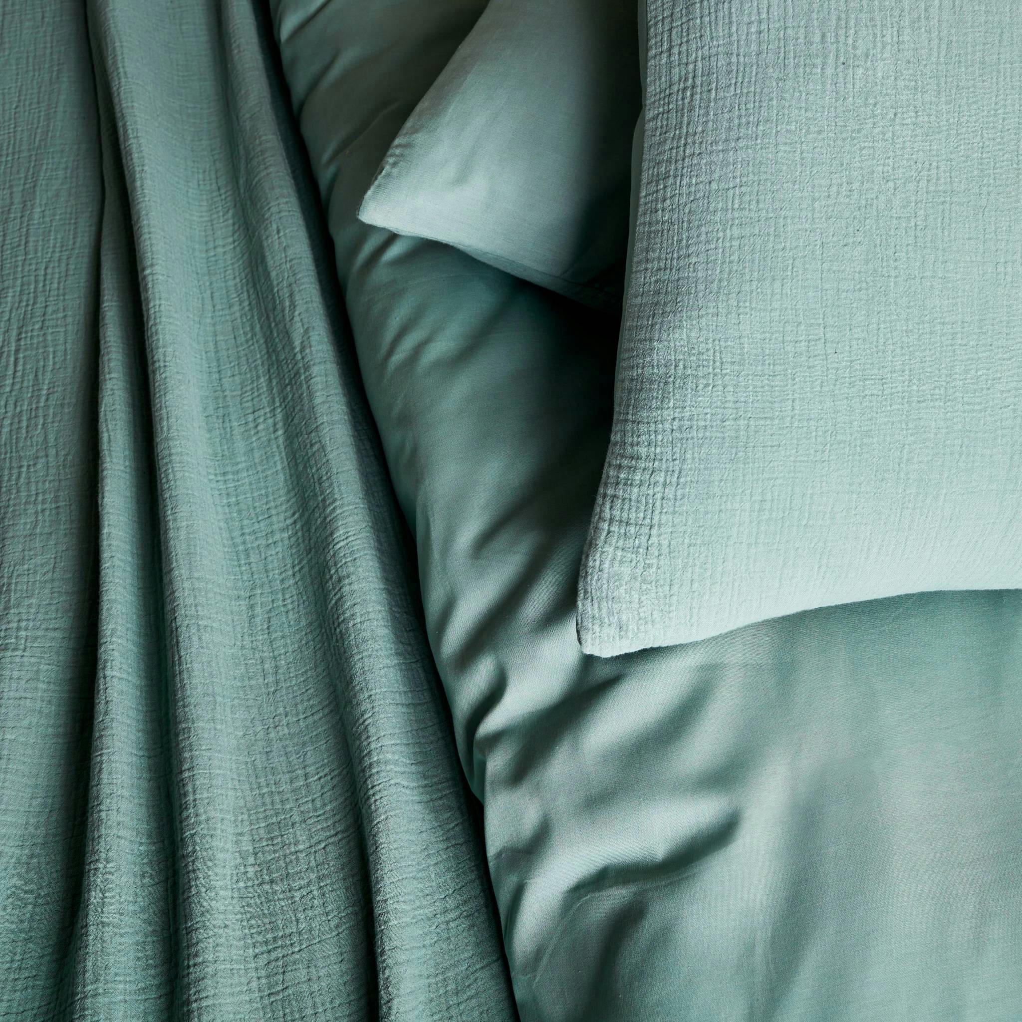 ALIX - Parure de lit gaze de coton vert amande 240x220cm