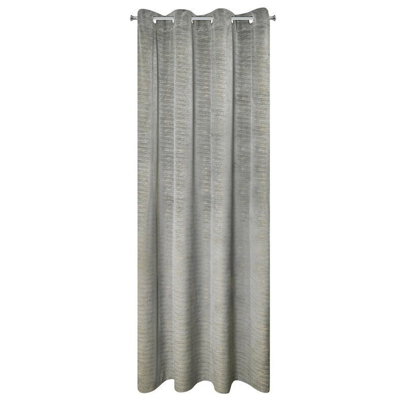 Zasłona na przelotkach welwet metaliczny nadruk ALUVIA 140X250 stalowa