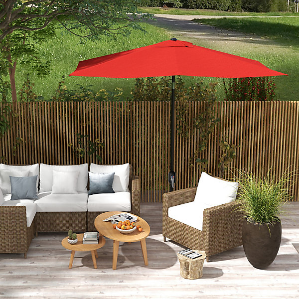 Parasol rectangulaire inclinable de jardin avec manivelle métal polyester haute densité anti UV 50  rouge