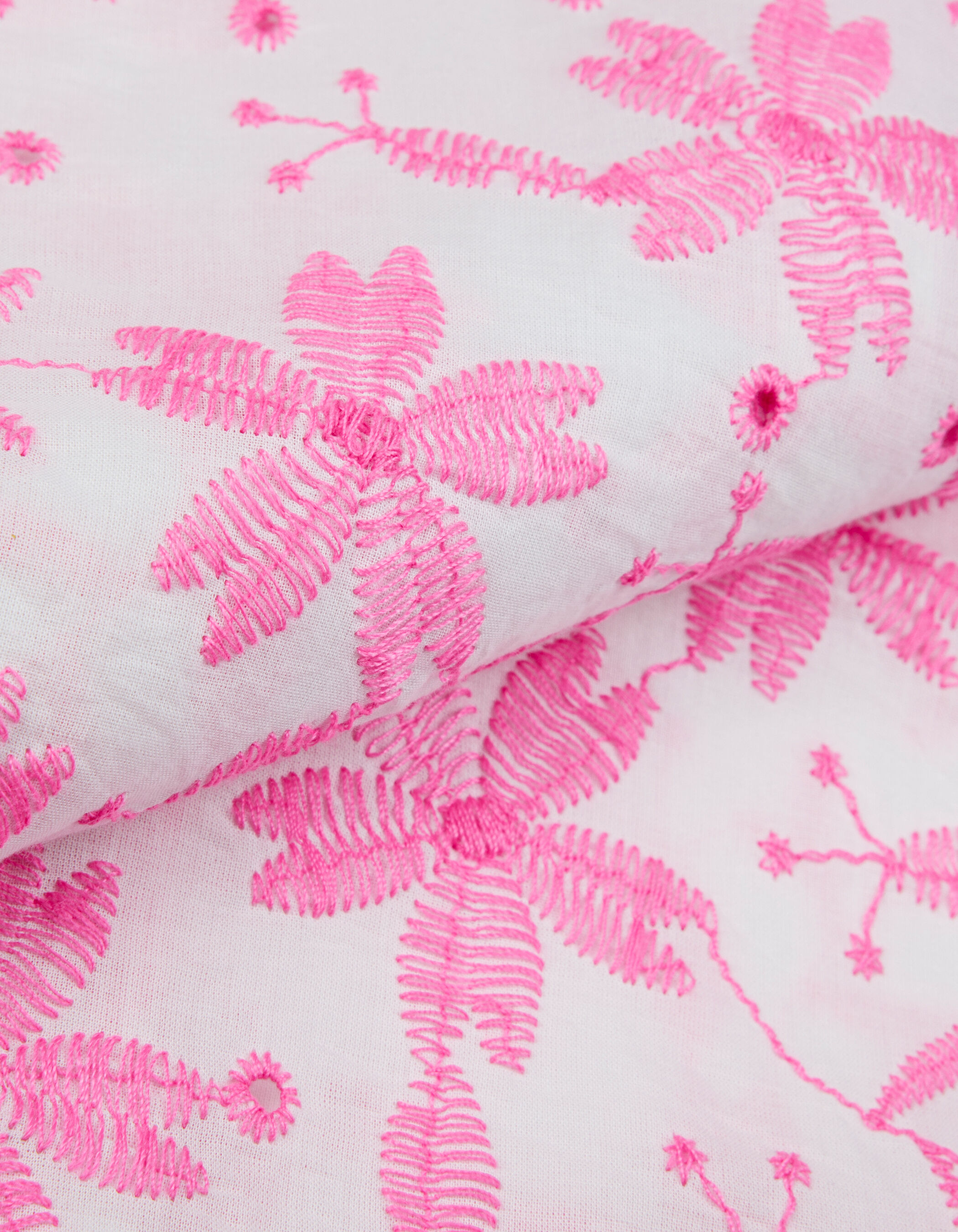 Chemise manches longues broderies roses Femme