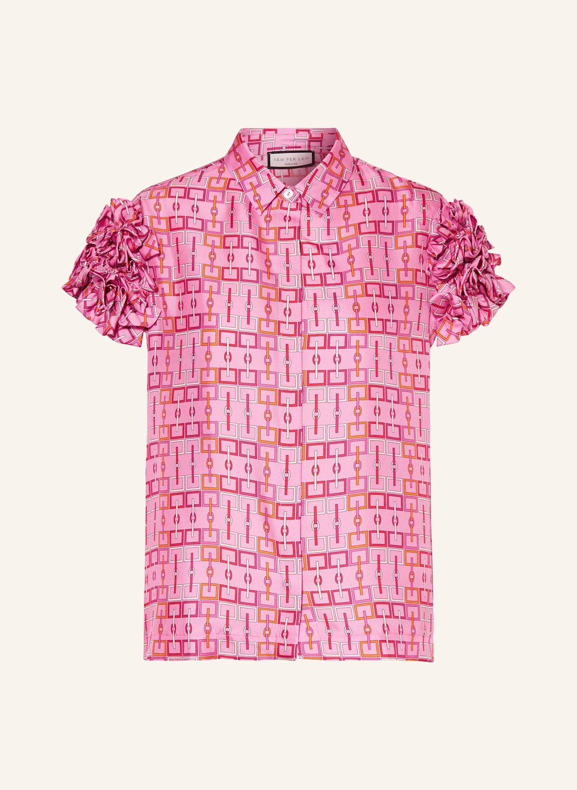 SEM PER LEI Blusenshirt aus Seide mit Rüschen