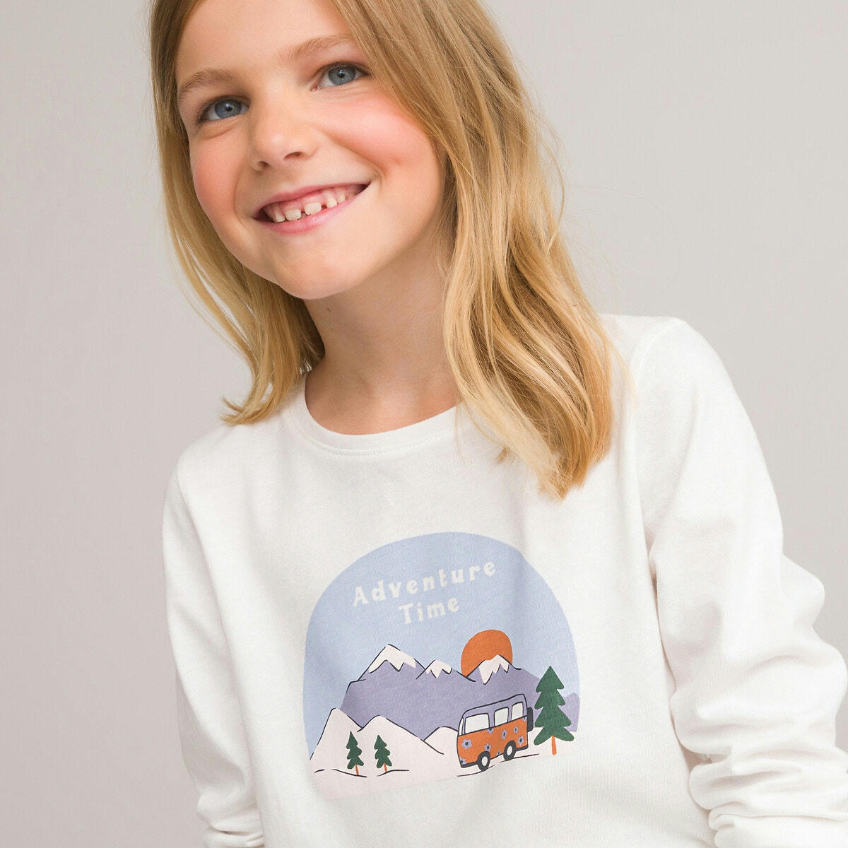 T-shirt manches longues imprimé van et montagnes