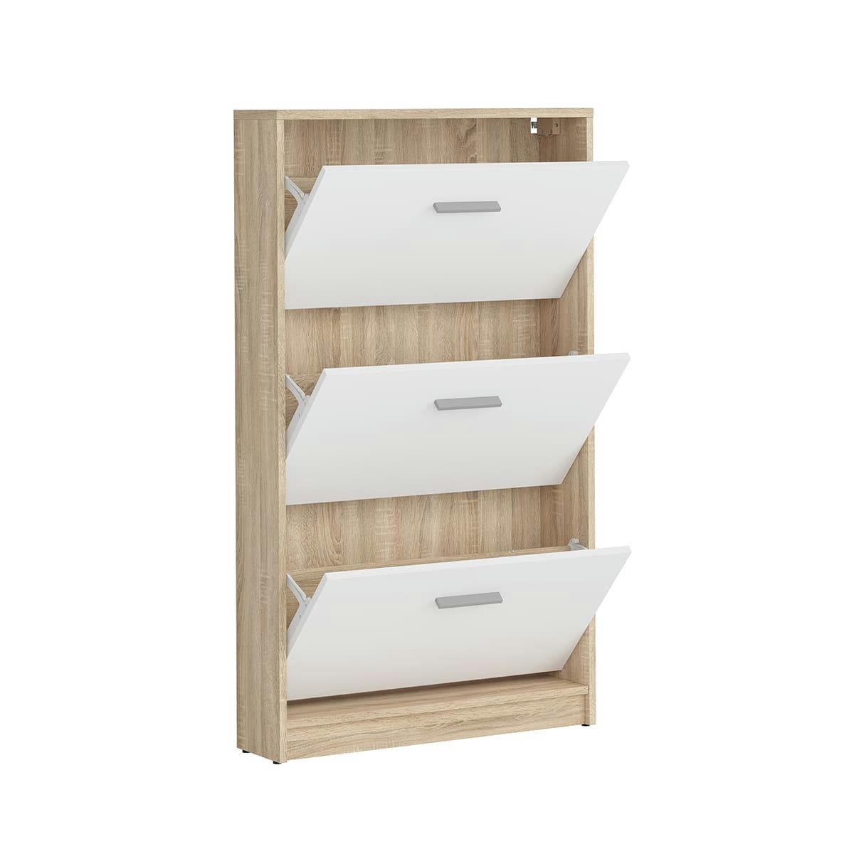 - Meuble chaussures 3 portes stratifiés naturel et blanc