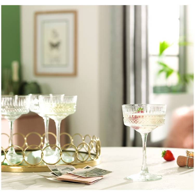 Habitat Pressed Set of 4 Champagne Coupe Glasses