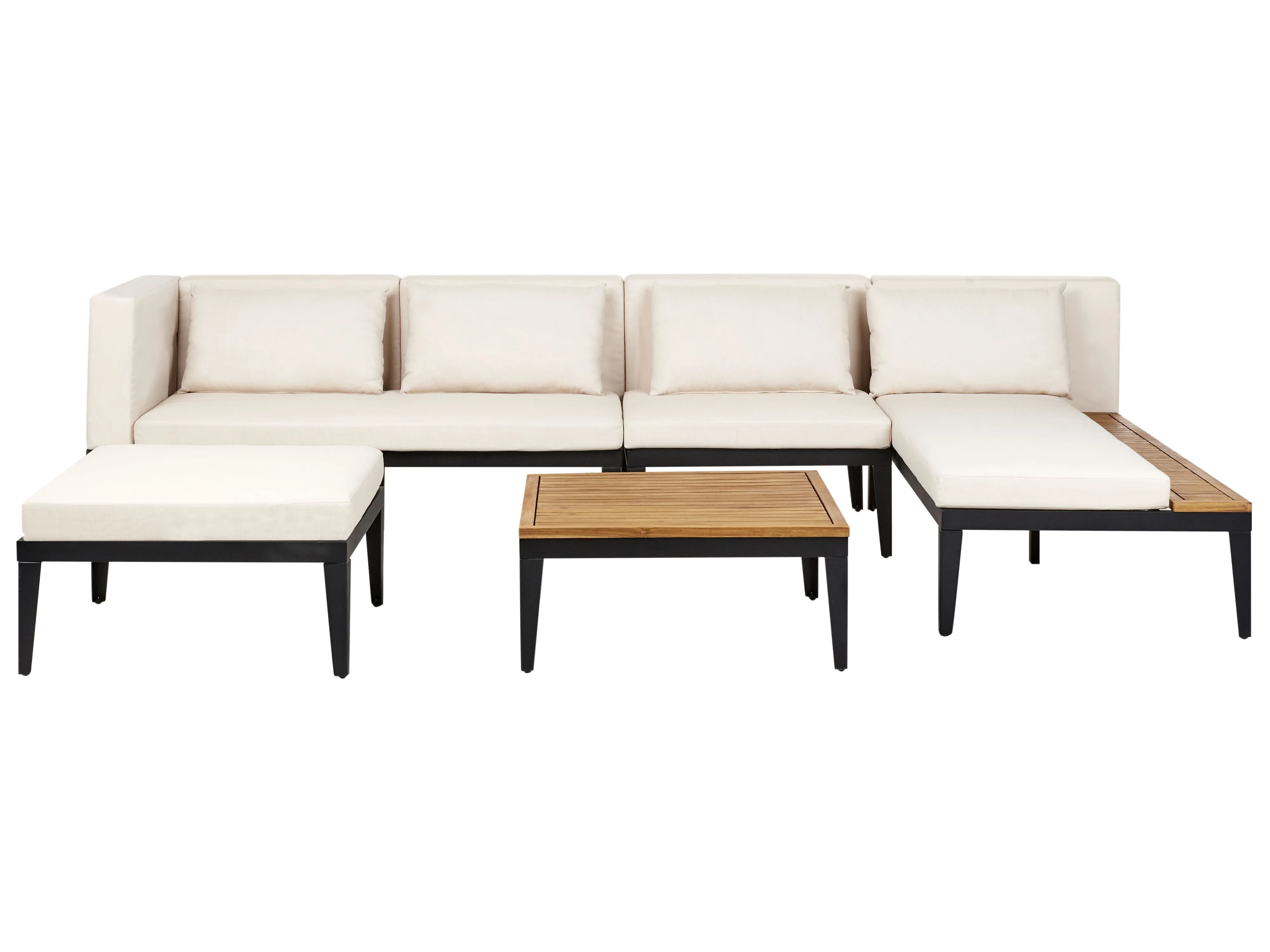 Garden Lounge Set with Table and Ottoman 4 Seater BRACCIANO Left Hand Certified Acacia Wood Light Beige
