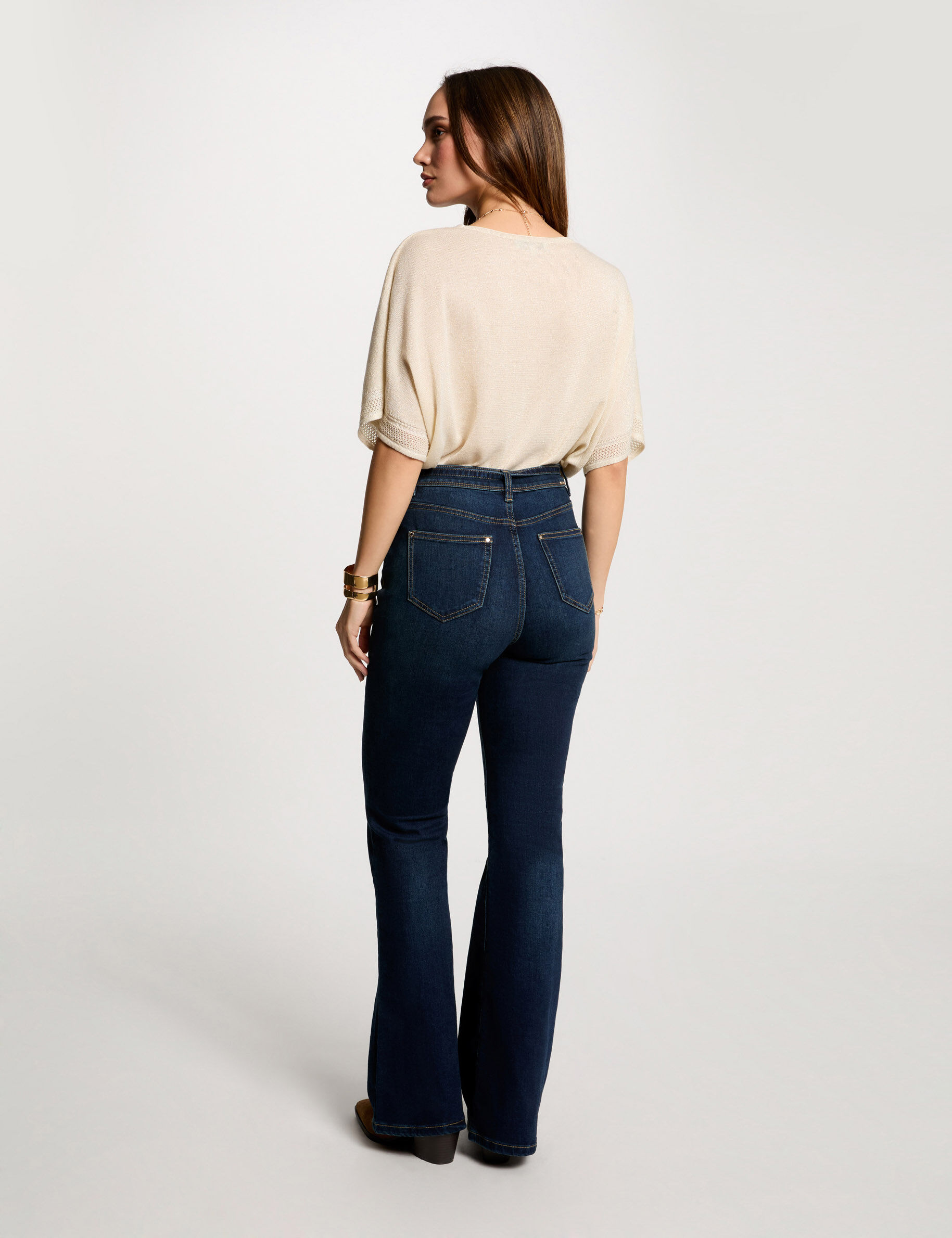 Jumper V-Neck Short Sleeves Ivory Women