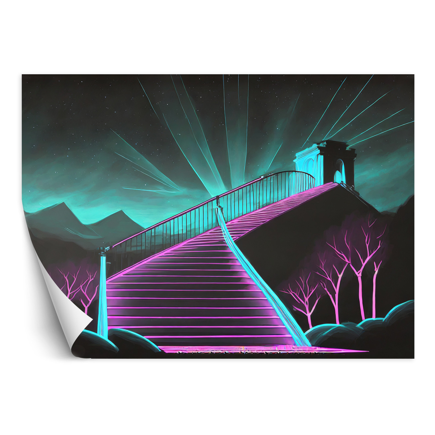 Feeby Fototapeta Schody neonowe Abstrakcja