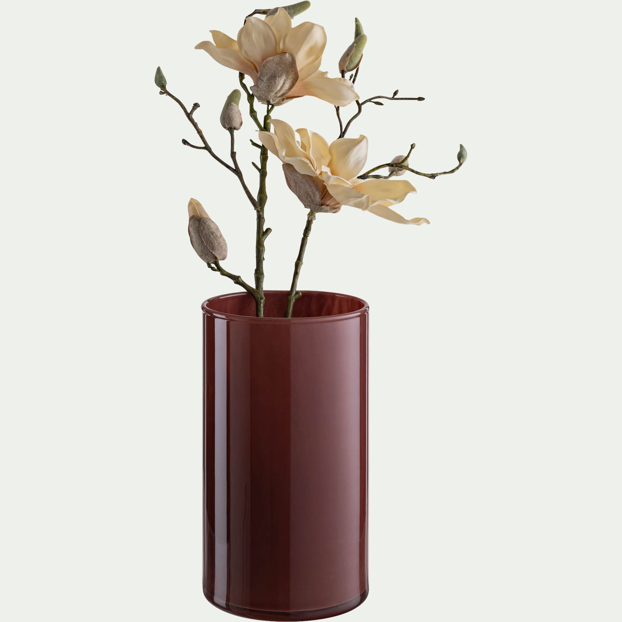 ARCOMIE - Vase tube en verre H23cm - marron