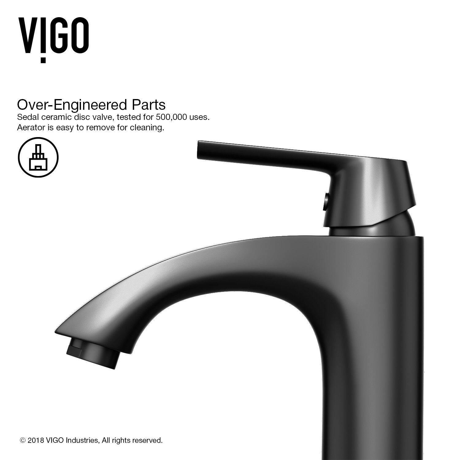 VIGO Linus Single Handle Vessel Single Hole Bathroom Sink Faucet, Matte Black,