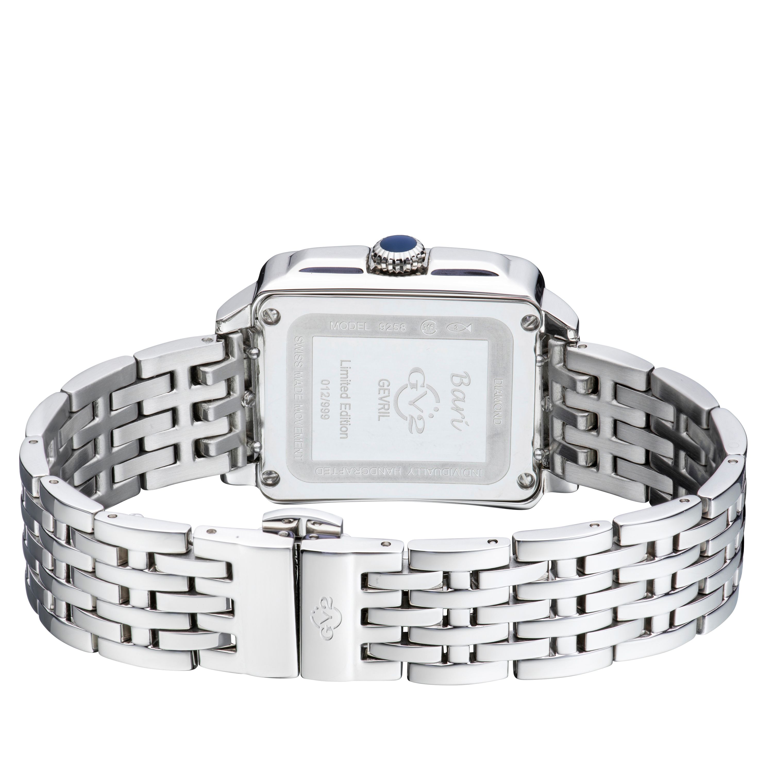 GV2 Bari Tortoise, Swiss Quartz Watch, Black MOP Dial, 316L Stainless Steel, and Sapphire Crystal