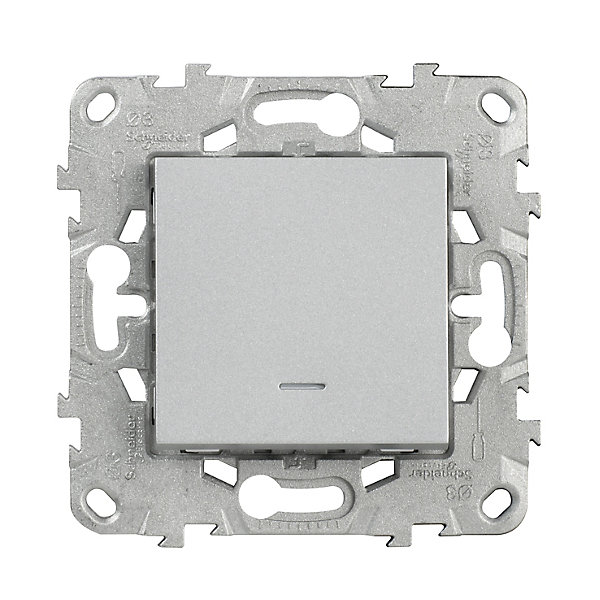 Interrupteur va-et-vient lumineux ou témoin connexion rapide 10A Schneider Electric Unica Déco aluminium
