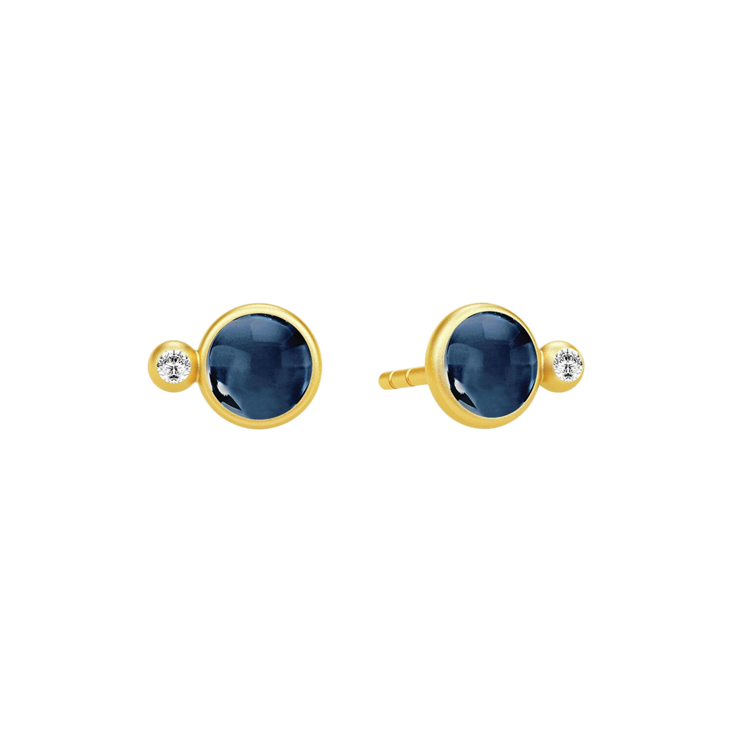 Prime Earstuds, gold/sapphire blue