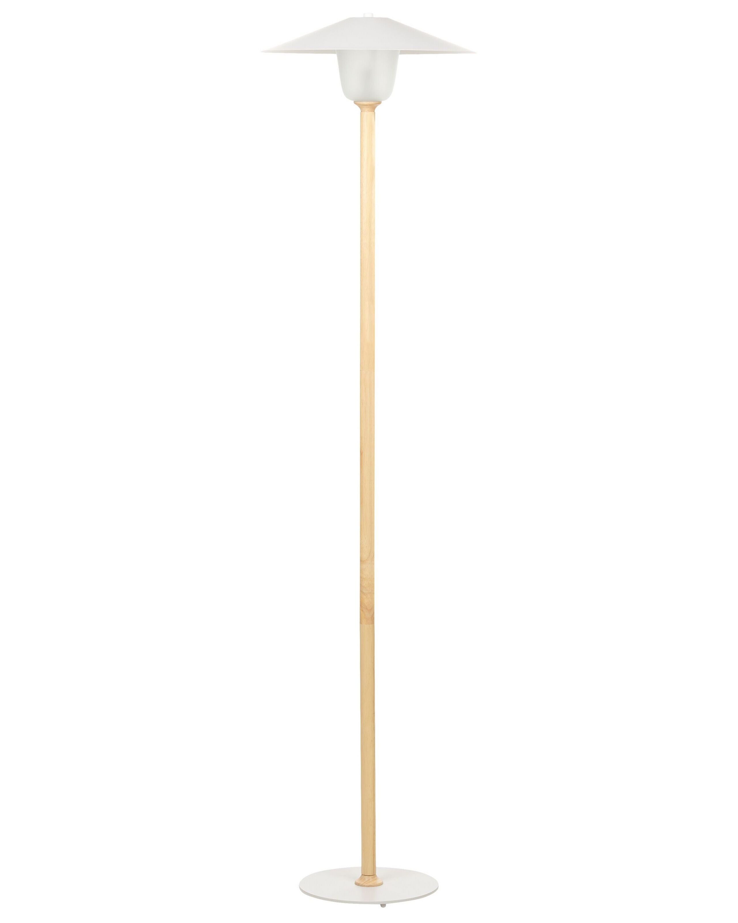 Lampa podłogowa drewniana biała