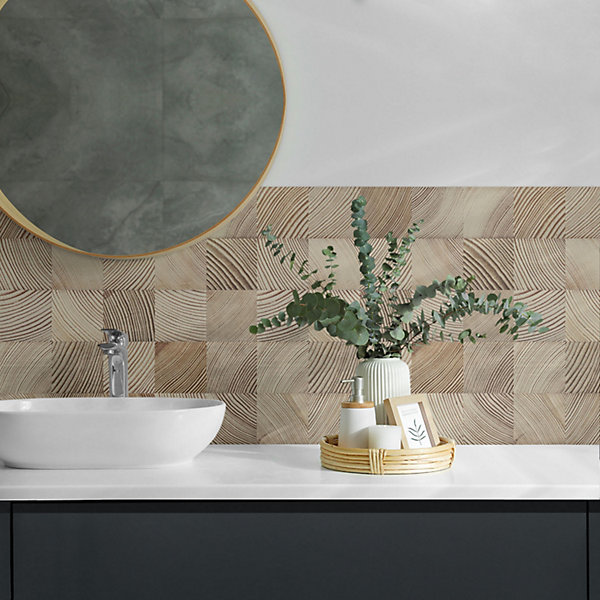 Panneau Mural TV Wallfluent 50x50 cm Motif De Planches De Bois 4 pièces