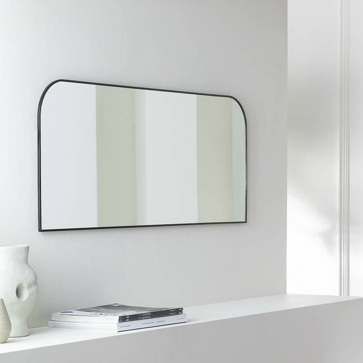 Habitat Black Round Edge Rectangular Wall Mirror - 40x100cm