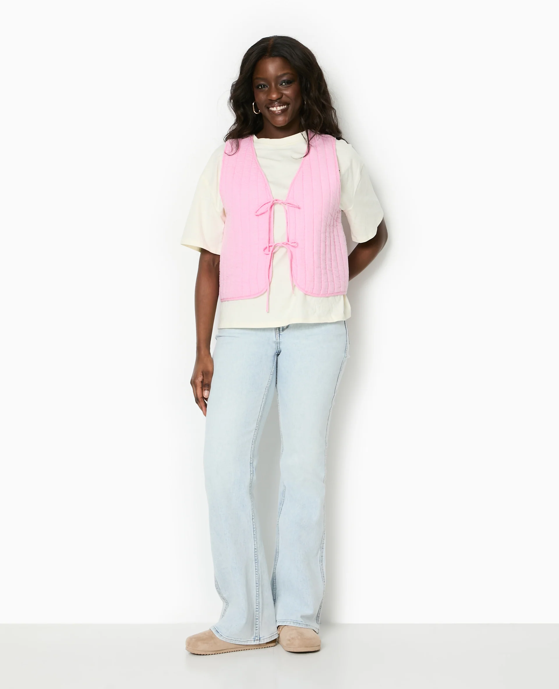 Veste sans manches en gaze de coton matelassée