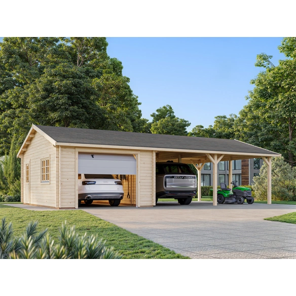 Garage »Roger«, Aufstellmaße BxTxH: 1006 x 619 x 316 cm, Blockbohlensystem, Holz