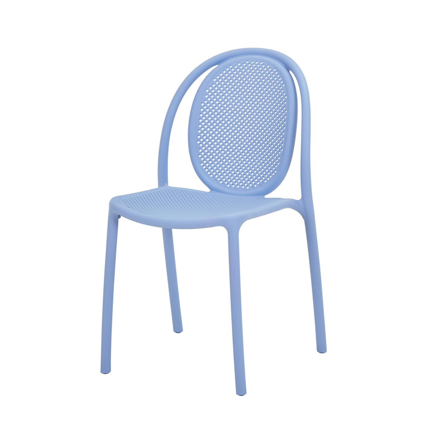 Sedia da giardino schienale ovale plastica 39x41,5x82 cm azzurro