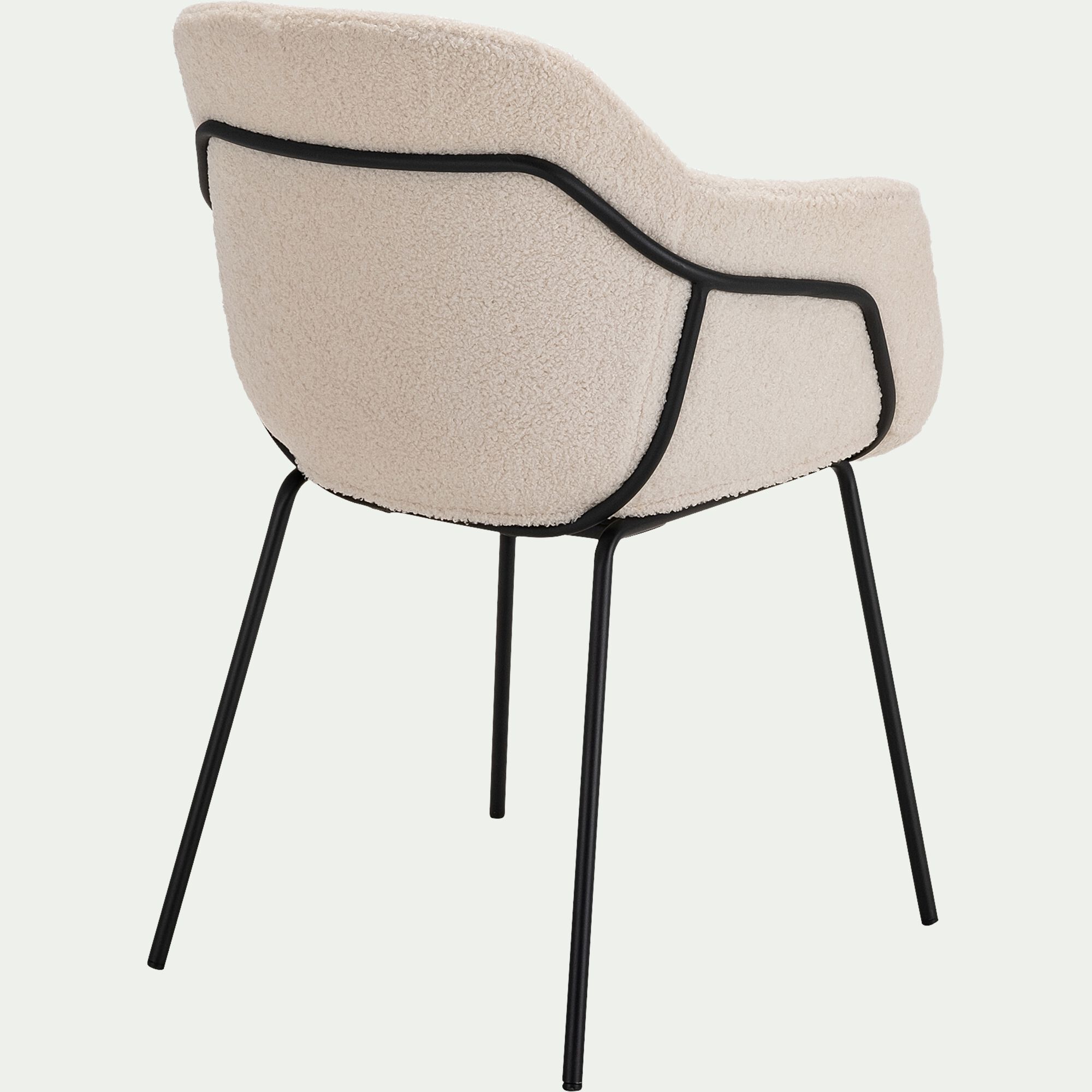 CHLOE - Chaise en tissu bouclette avec accoudoirs - blanc