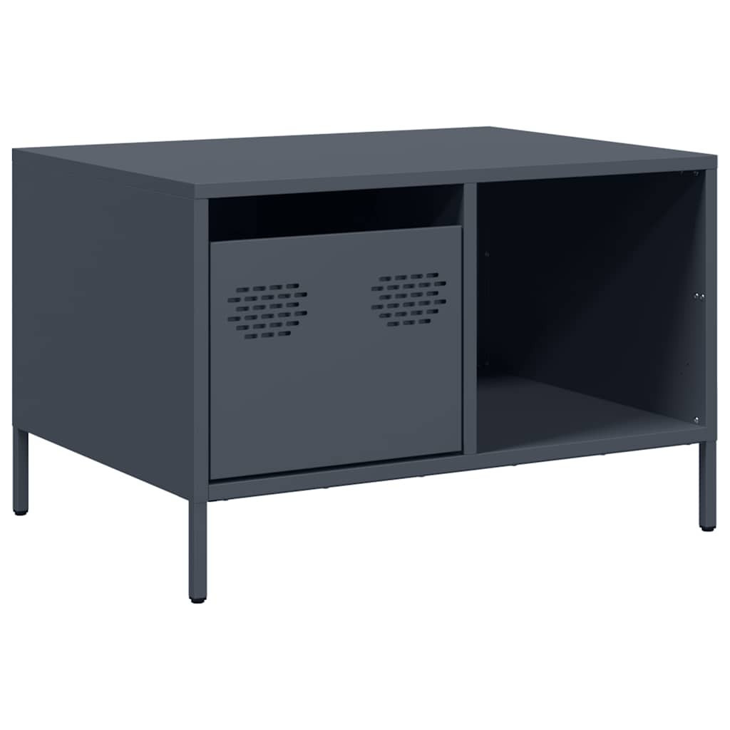 Stolik Kawowy Ława Stół Antracytowy Metalowy 68.5x50x43.5 Przegroda