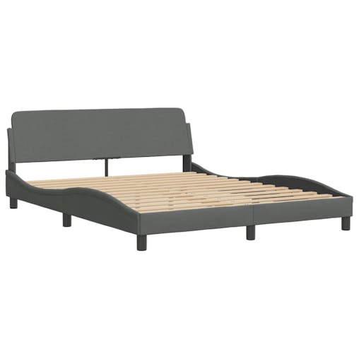 NNEVL Bed Frame with Headboard Dark Grey 152x203 cm Fabric
