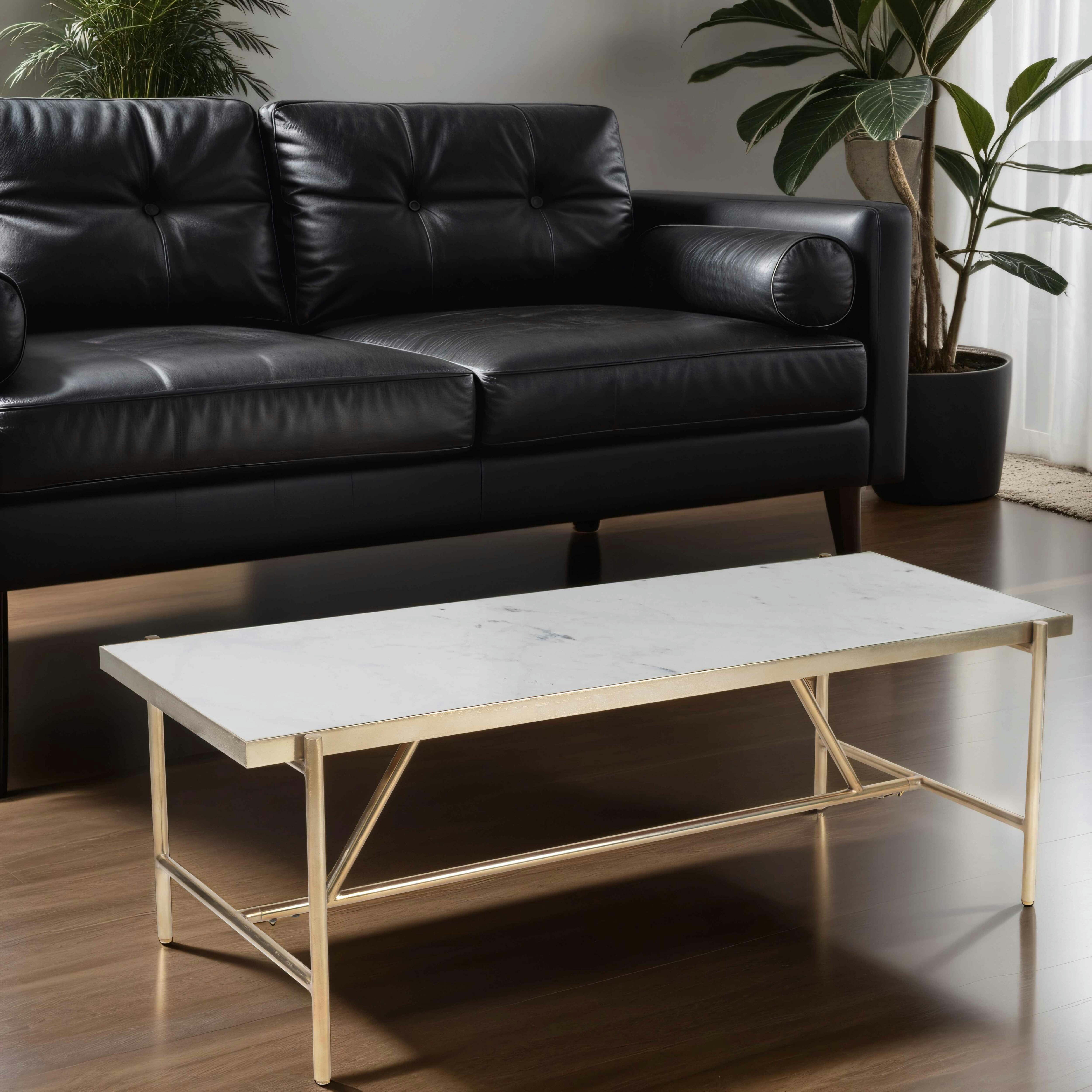 PAHELI - Table basse rectangulaire en marbre 120 cm blanc