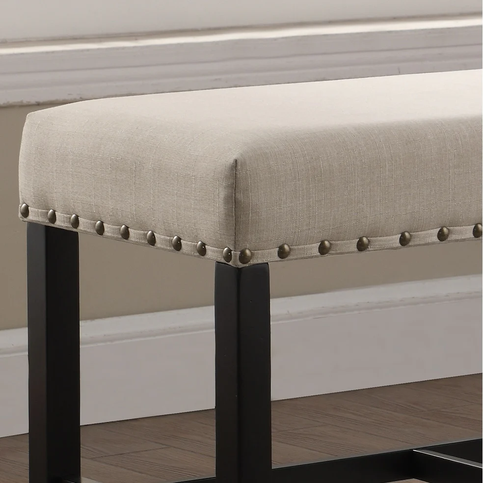 Fabric Counter Height Dining Bench with Nailhead Trim