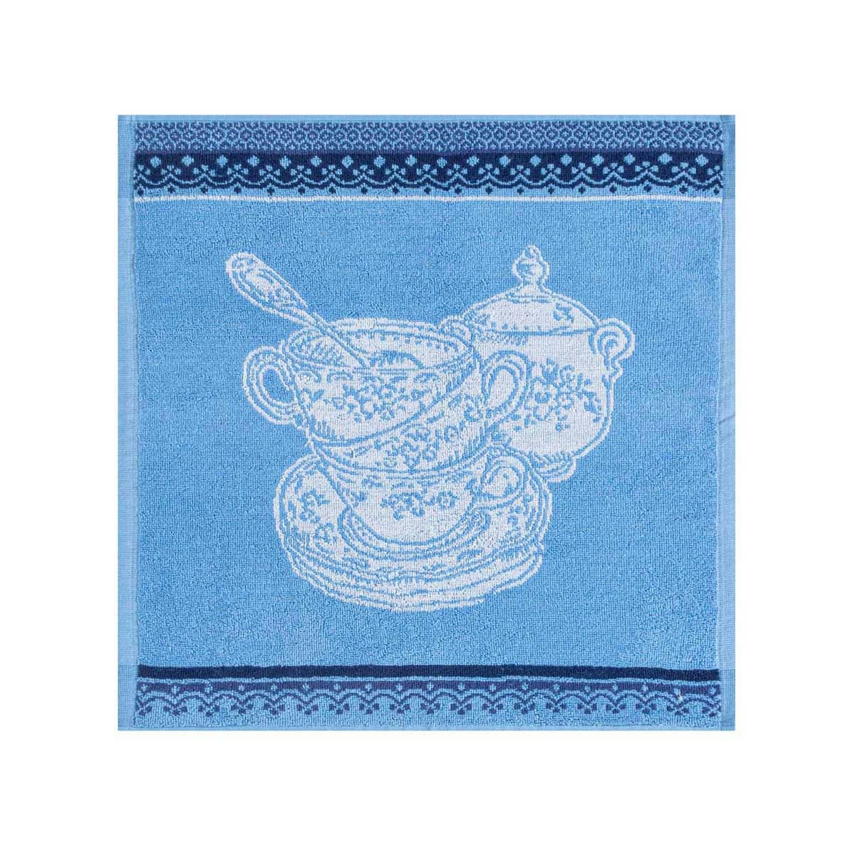 VAISSELLES ANCIENNES - Carré éponge en coton bleu 50x50