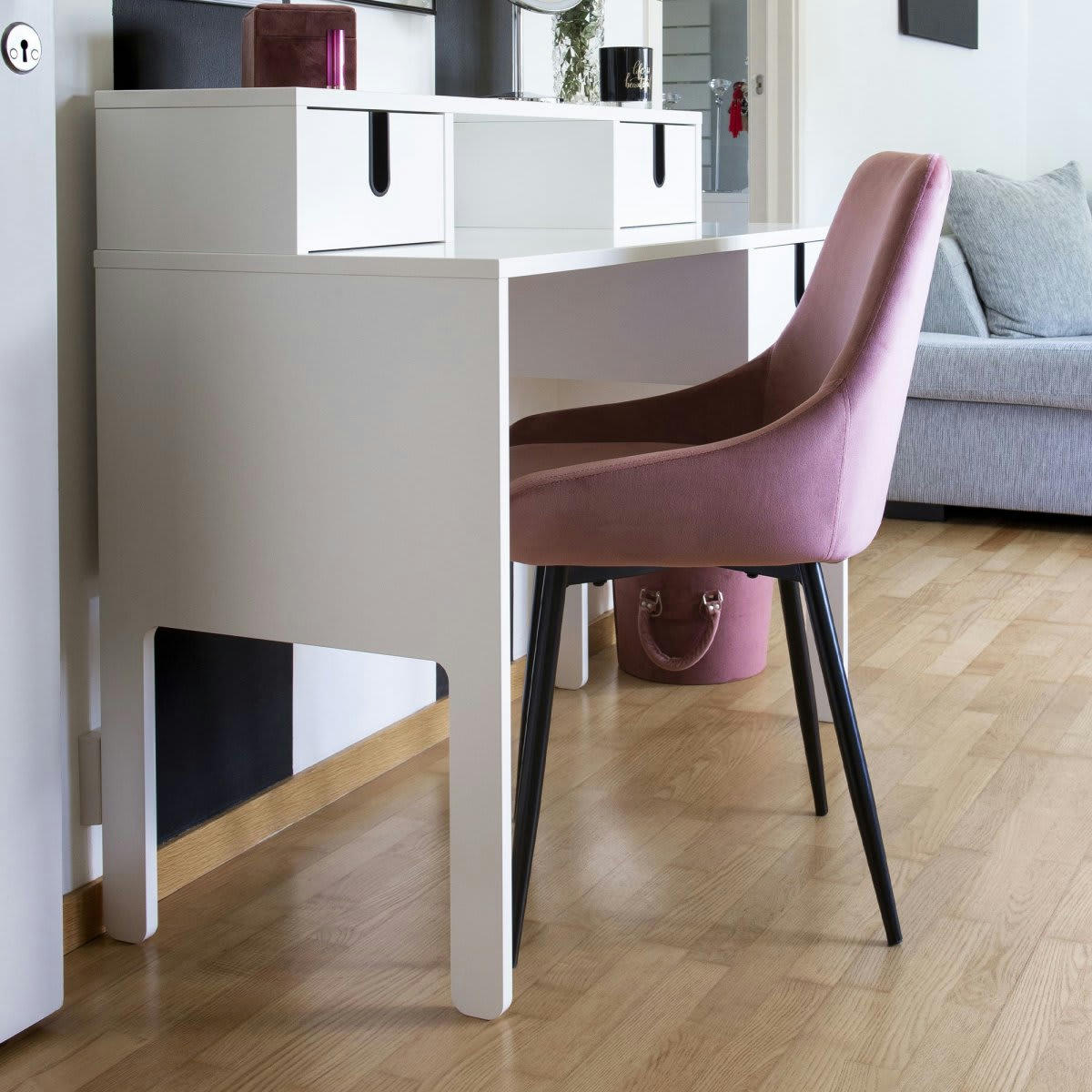 ZAIPO - Lot de 2 chaises en velours style moderne rose