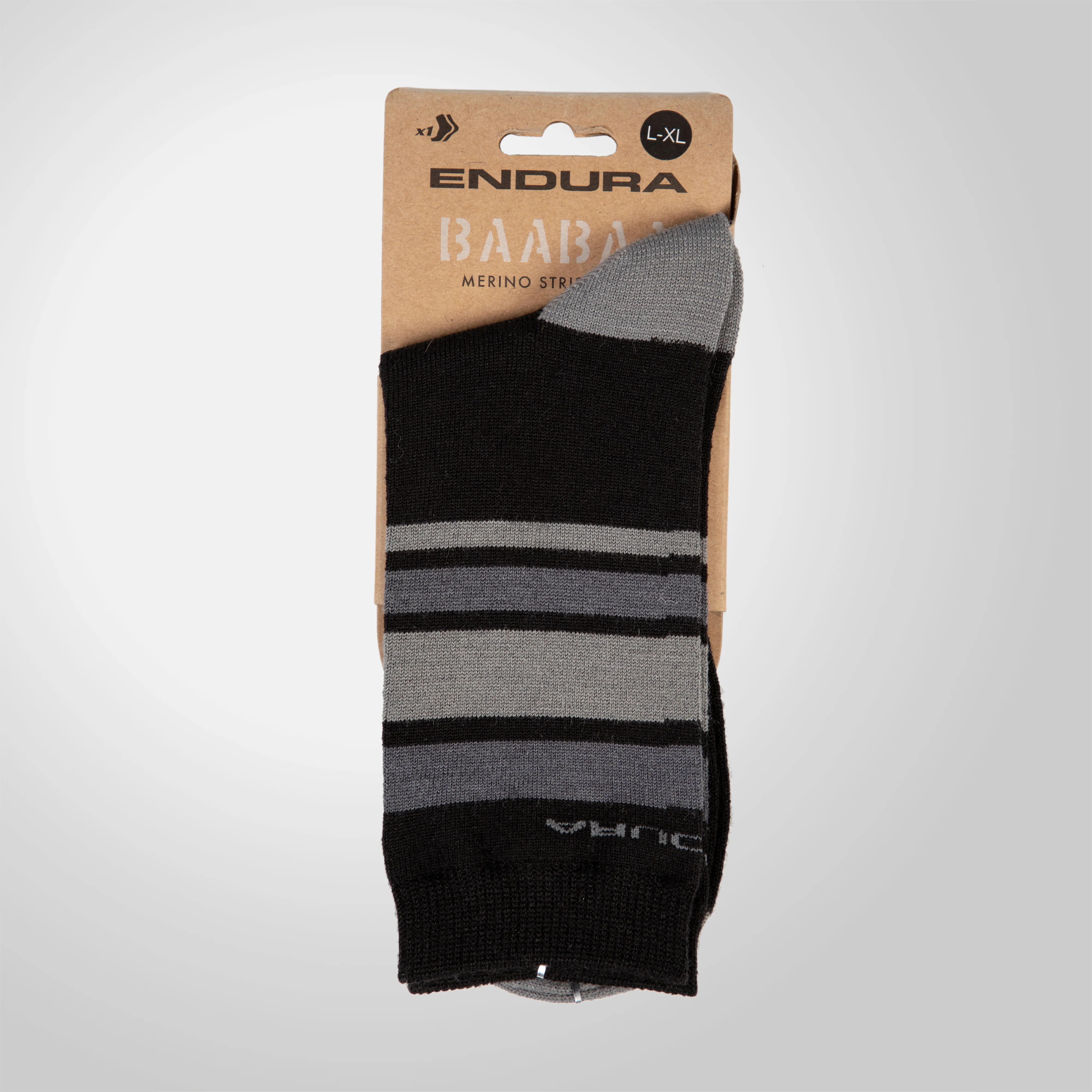 BaaBaa Merino Stripe Socks - Matt Black