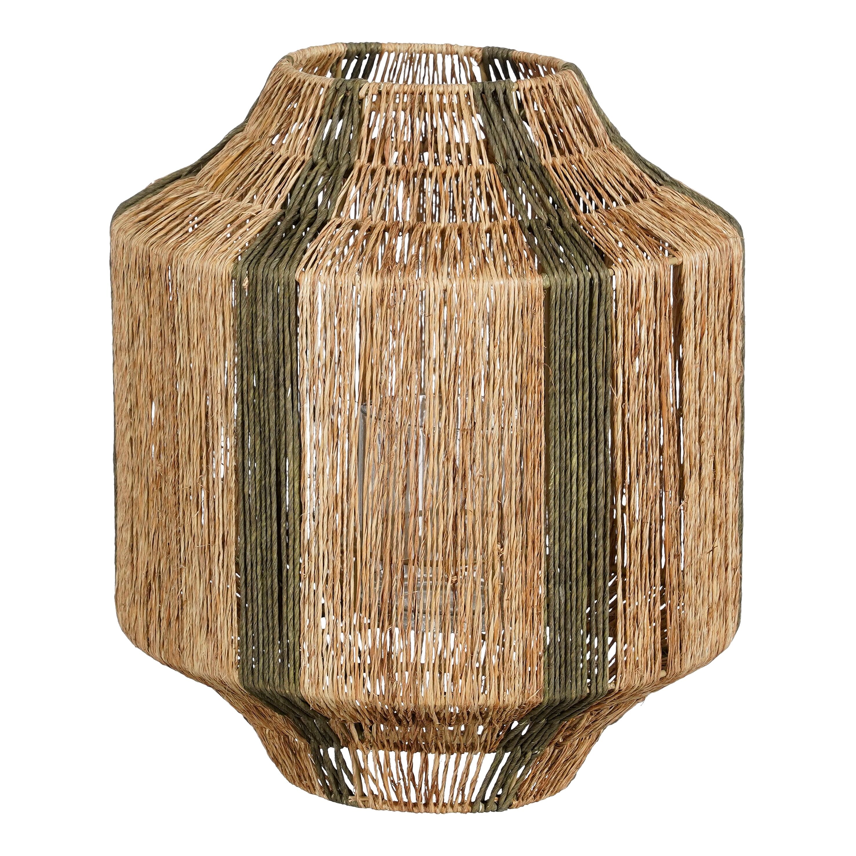 Mica Decorations Liliano Lantaarn - H36 x Ø30 cm - Jute - Donkergroen
