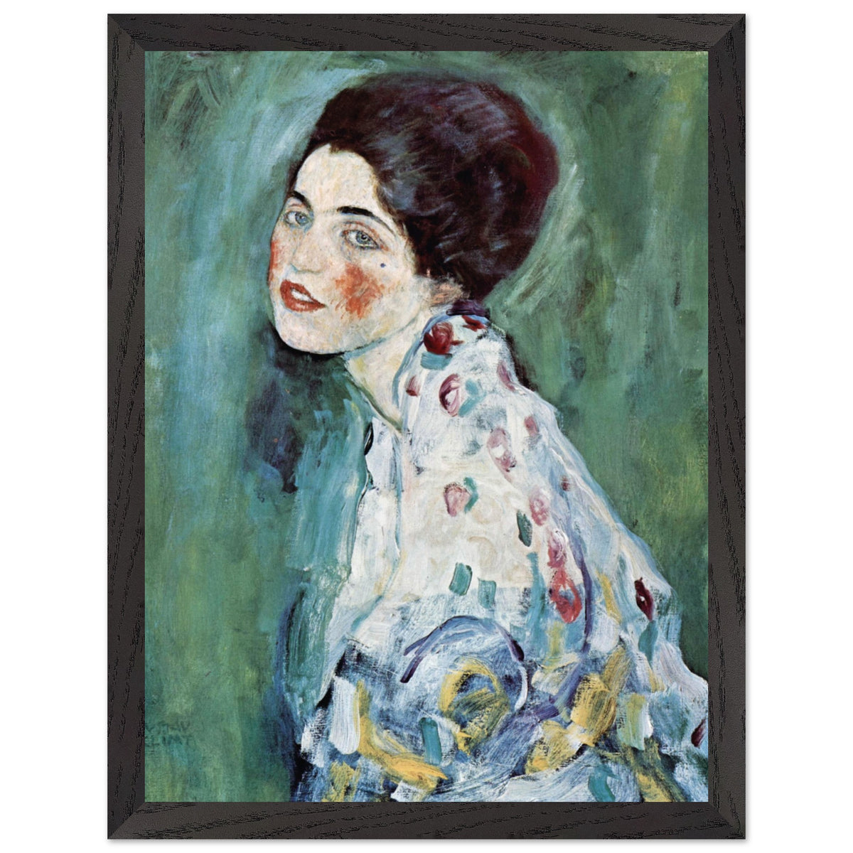 Artfulprints Poster met Lijst Gustav Klimt - Portrait of a lady  - 30x40 cm - Donkergroen