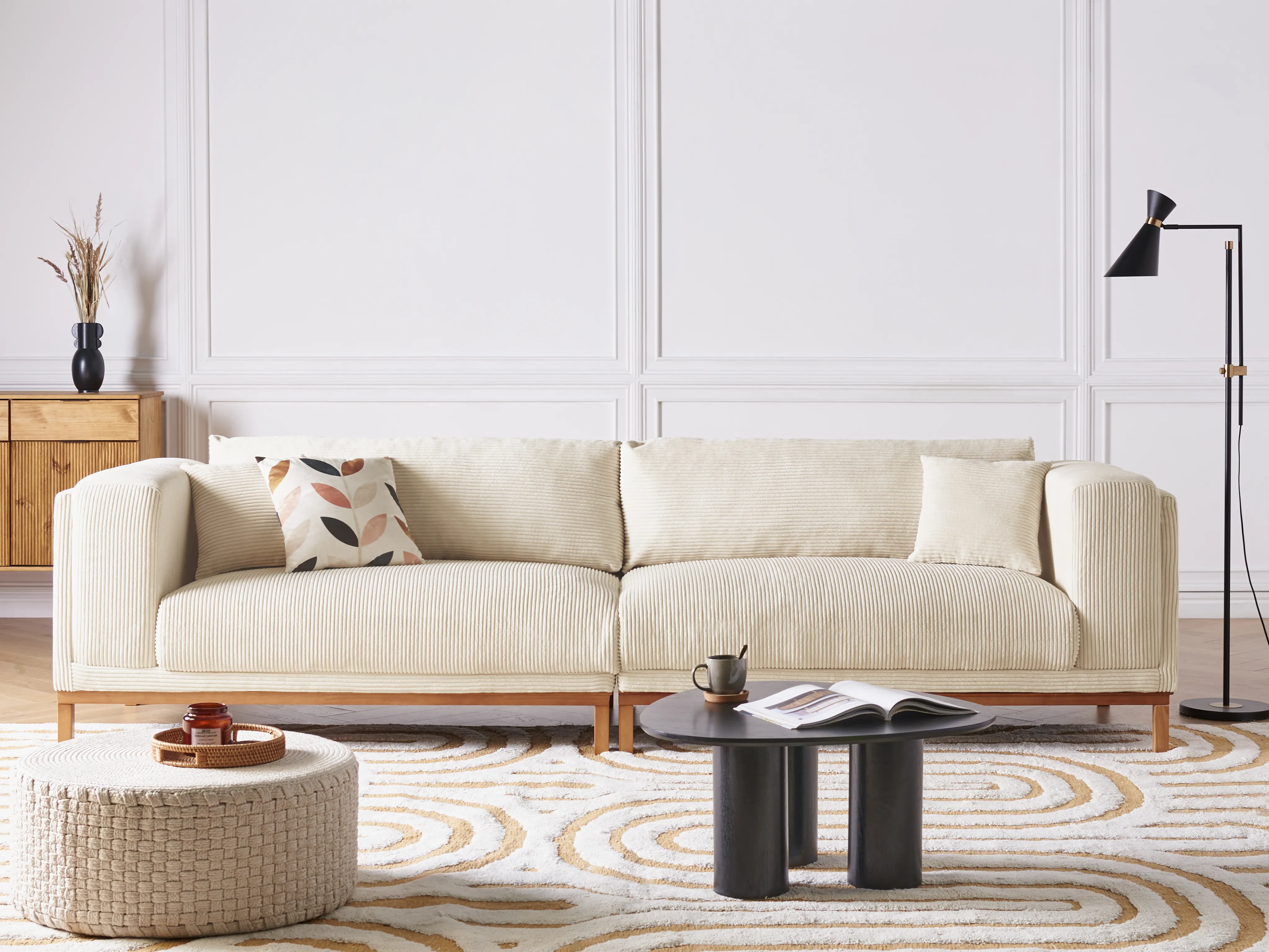 Sofa 4 Seater VENG Corduroy Light Beige
